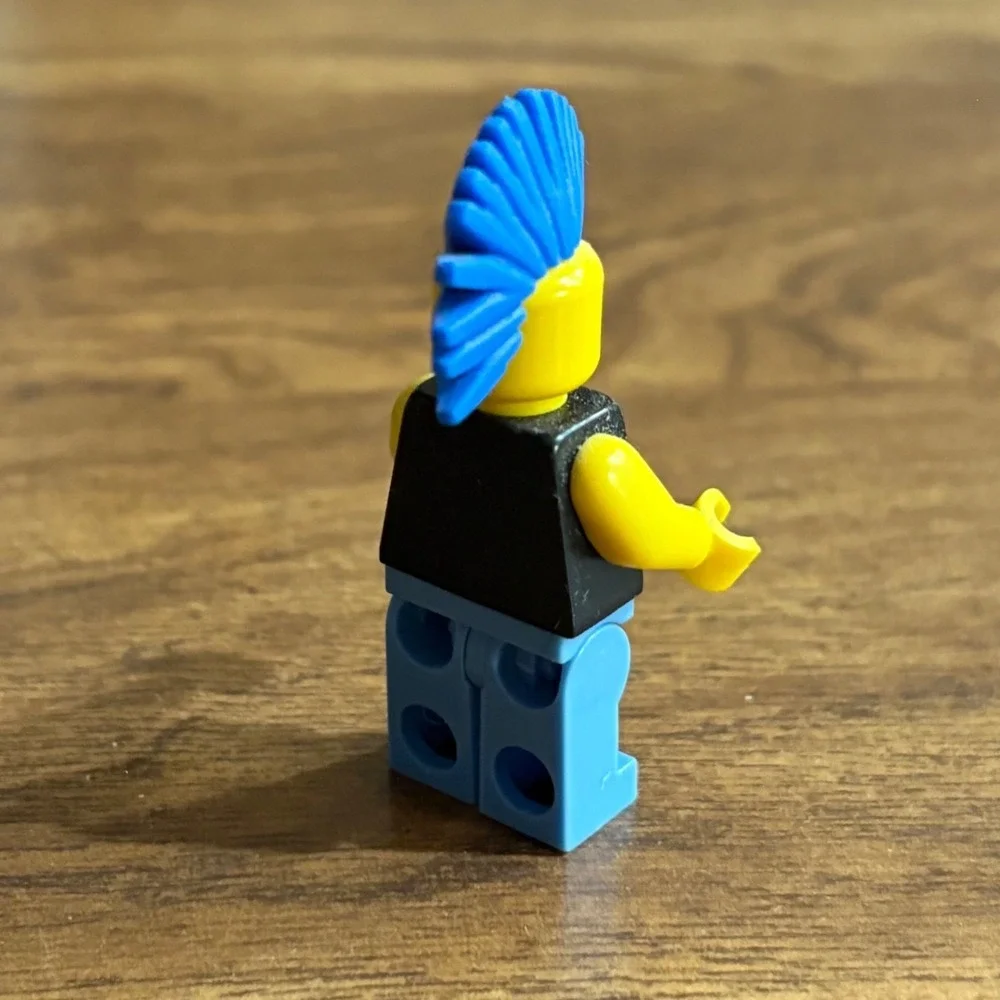 LEGO Punk Rocker Minifigure Blue Mohawk Skull Tank Band Heavy Metal Singer